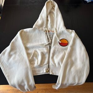 Aviator Nation Cream Hoodie with Sunset Patch
